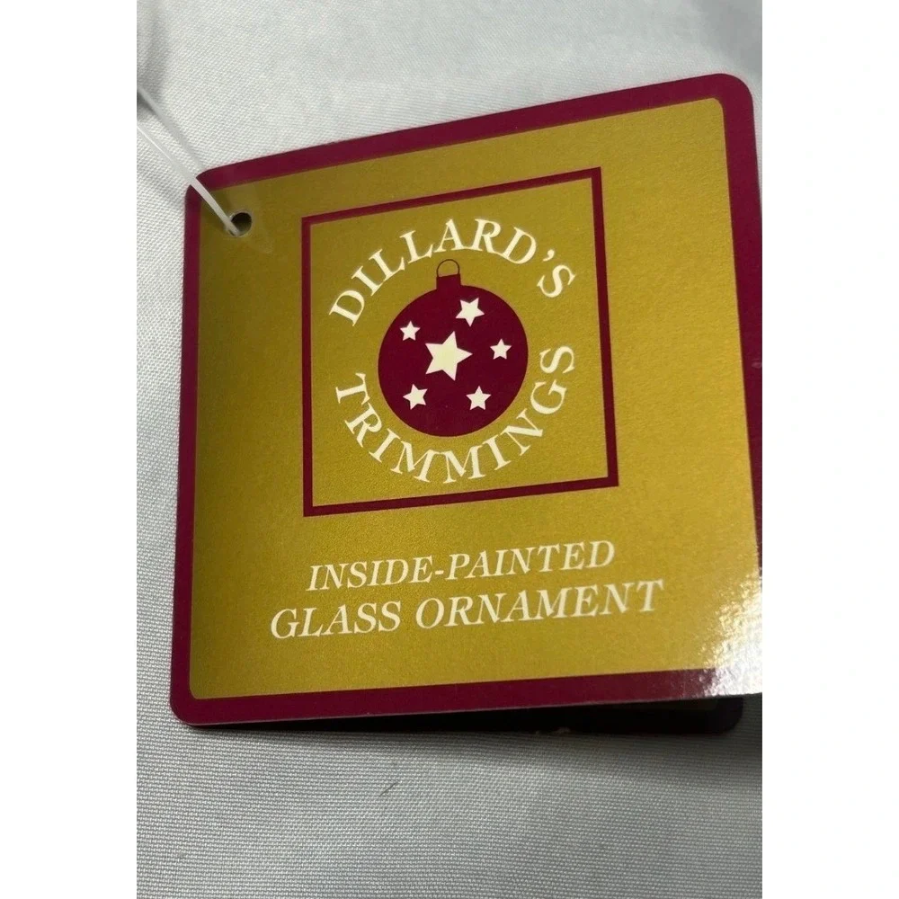 Vintage Dillard's Trimmings Inside Painted Glass Ornament Spa Beauty Roses Box